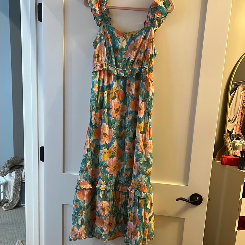 Blu Pepper Blue Ruffled Smocked Sundress for Wedding Guest